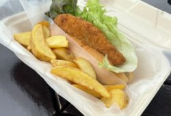 생선 튀김 샌드 + 감자 튀김 + 음료 세트